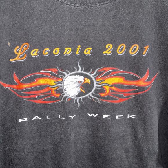 Vintage 2001 Laconia Bike Week Flaming Eagle Shirt Size Xxl - Picture 2 of 8